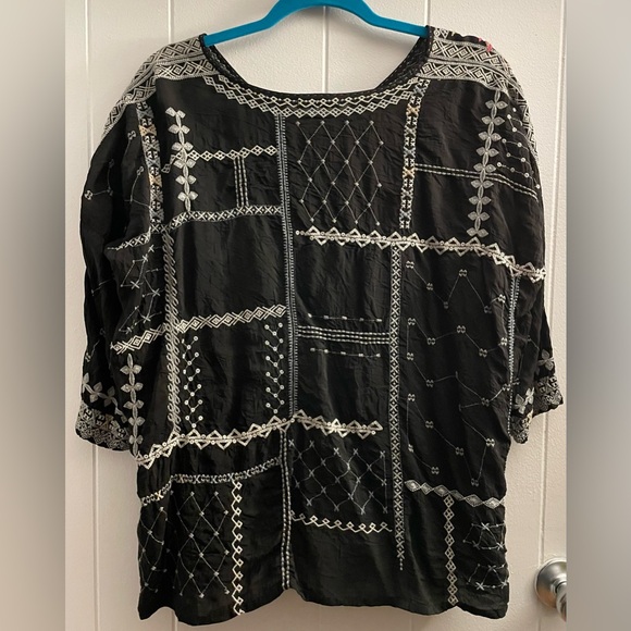 Johnny Was Carnation Embroidered Georgette Blouse - Picture 9 of 16